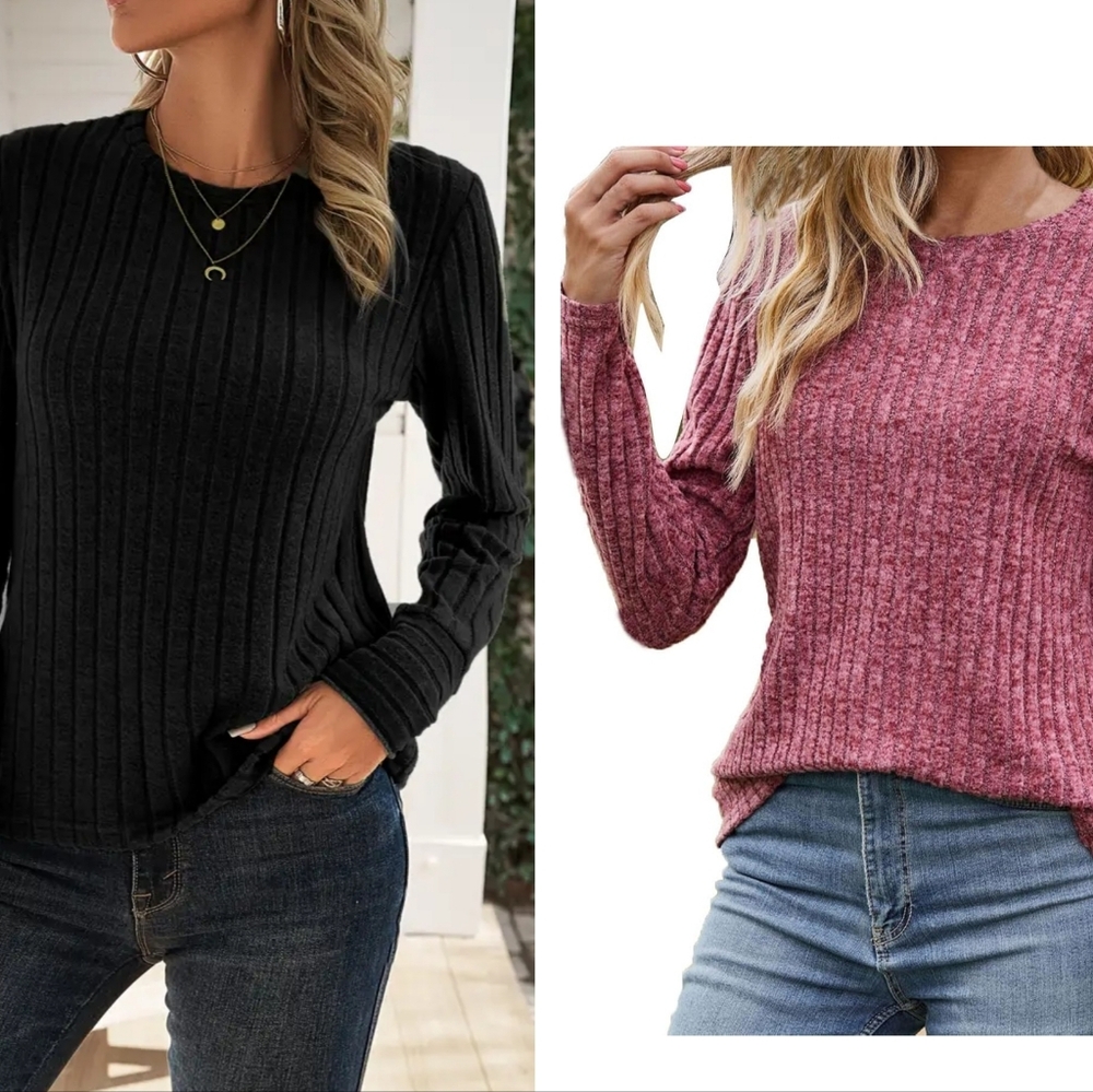 Set Of 2- Ribbed Knit Sweaters (0066)